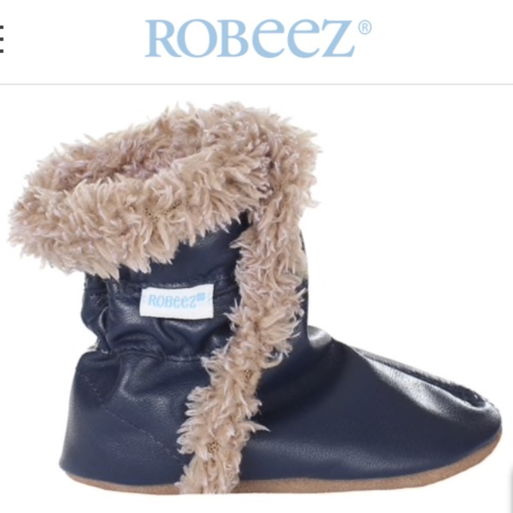 Robeez Soft Sole Navy Booties Sz 18-24mo
